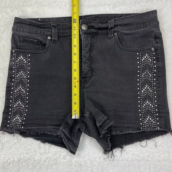 Melissa McCarthy Seven7 Womens Jean Shorts 18W Black Embellished Cut Off Denim - Picture 4 of 7
